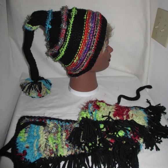 HAT SCARF ALPACA wool Crochet NEW 2 PC SET Handmade Knitted 20"-22" SCARF WOMEN - Picture 4 of 7